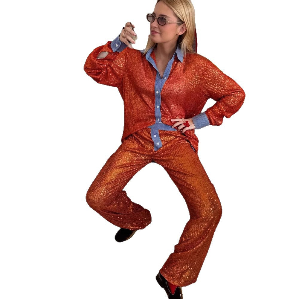 Damen Glamouröses Lounge-Set mit Pailletten Merchesia