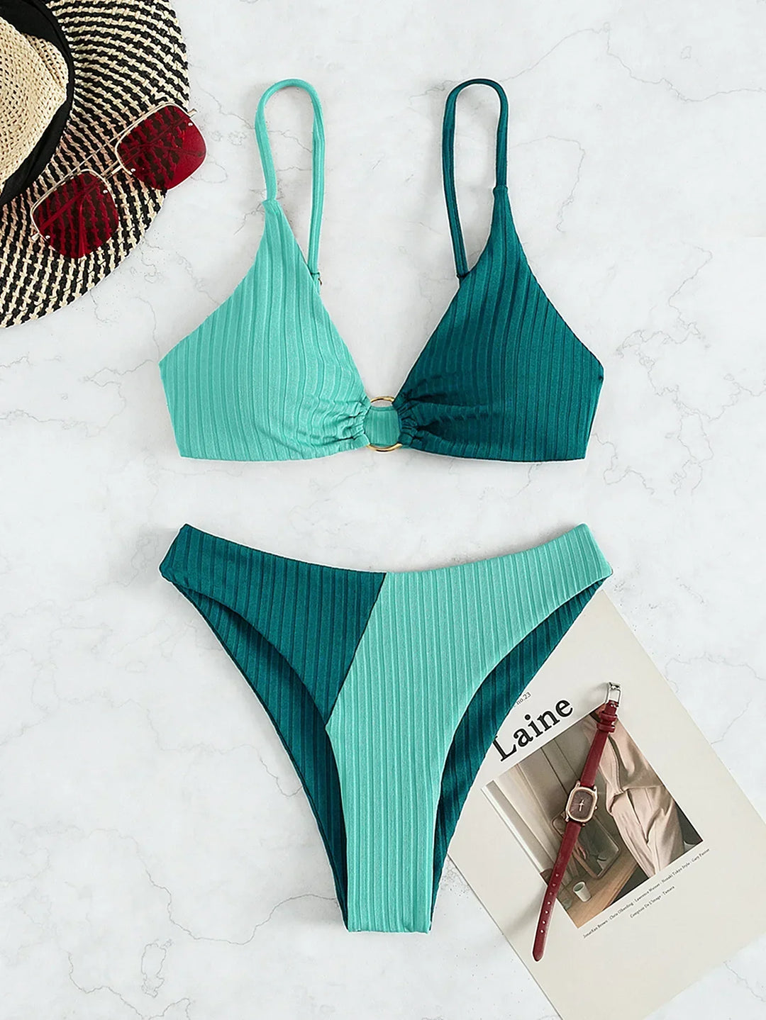 Push-Up-Bikini-Set mit Hoher Taille für Damen