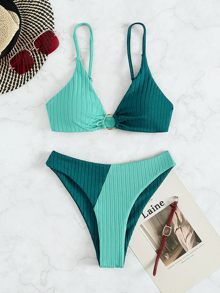 Push-Up-Bikini-Set mit Hoher Taille für Damen