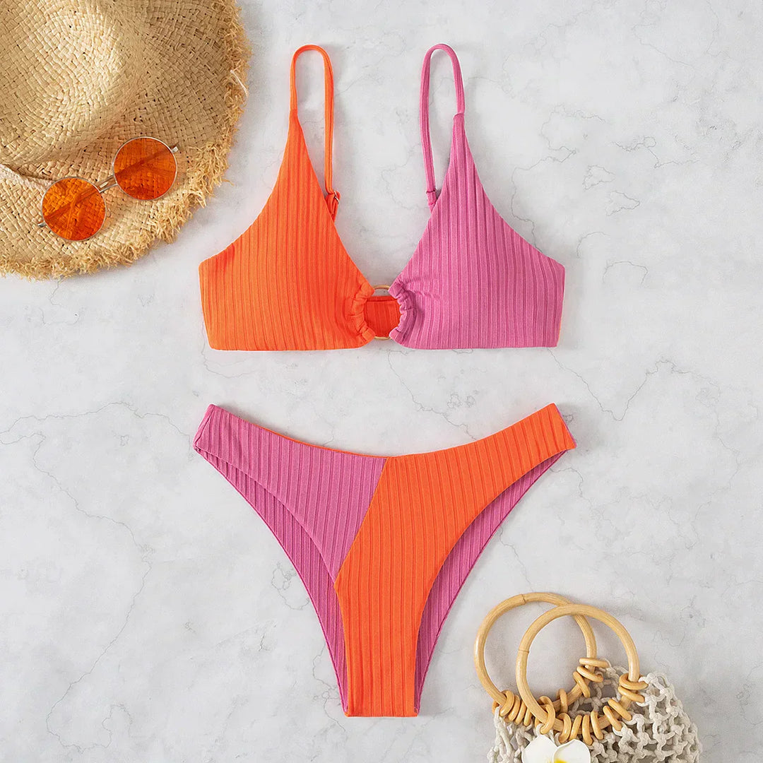 Push-Up-Bikini-Set mit Hoher Taille für Damen
