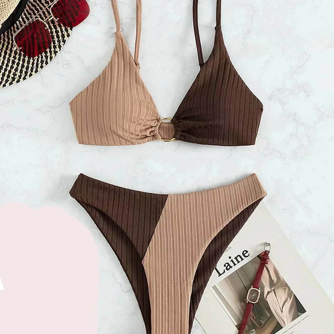 Push-Up-Bikini-Set mit Hoher Taille für Damen