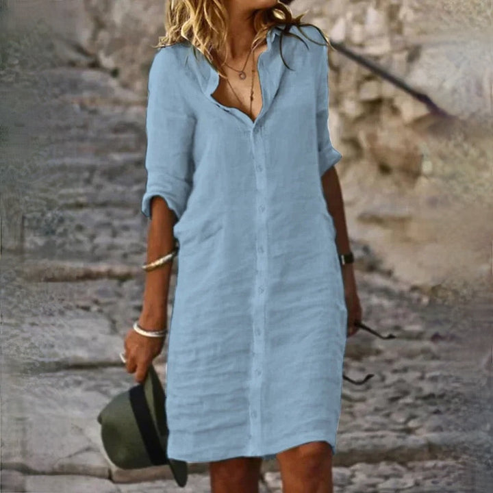 Baumwolle Leinen Damen Kleid