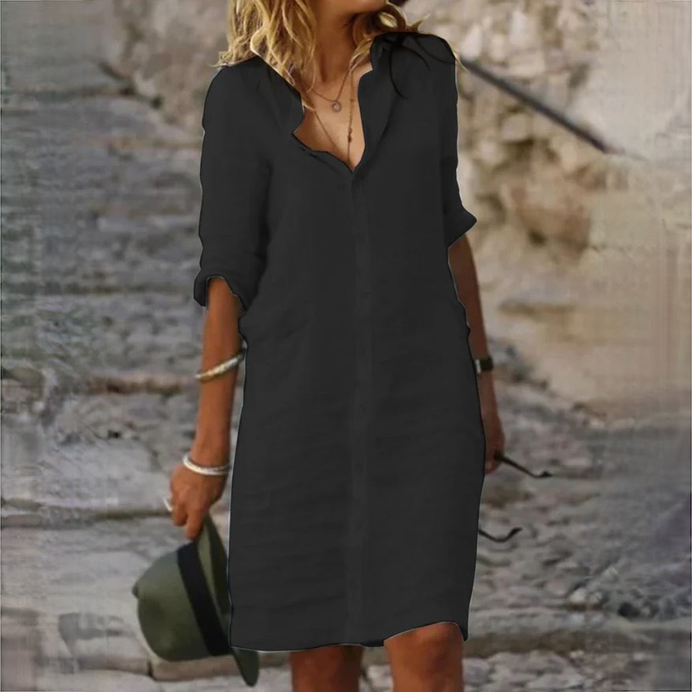 Baumwolle Leinen Damen Kleid
