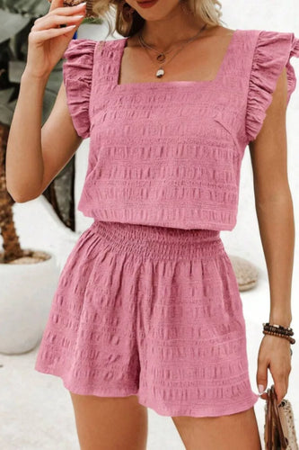 Twee-delig set: Gerimpelde top en shorts