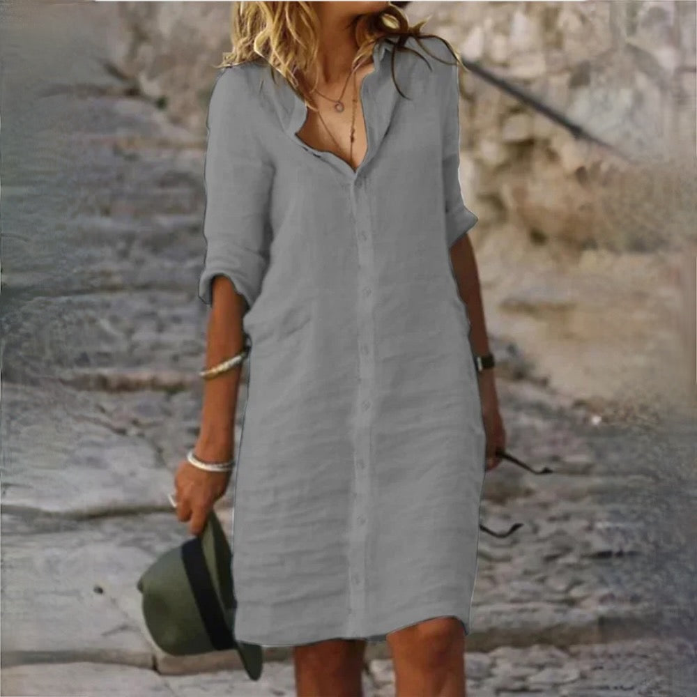 Baumwolle Leinen Damen Kleid