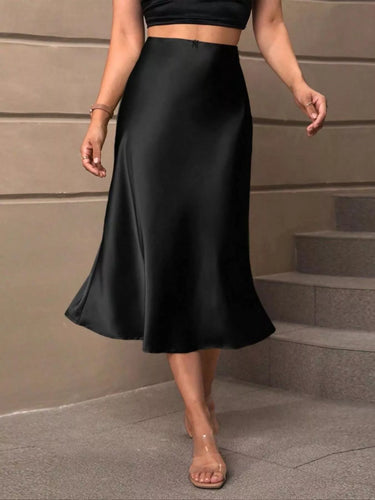 Jupe midi en satin