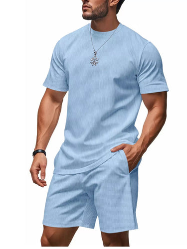 Heren grote maten gestreept top en shorts set