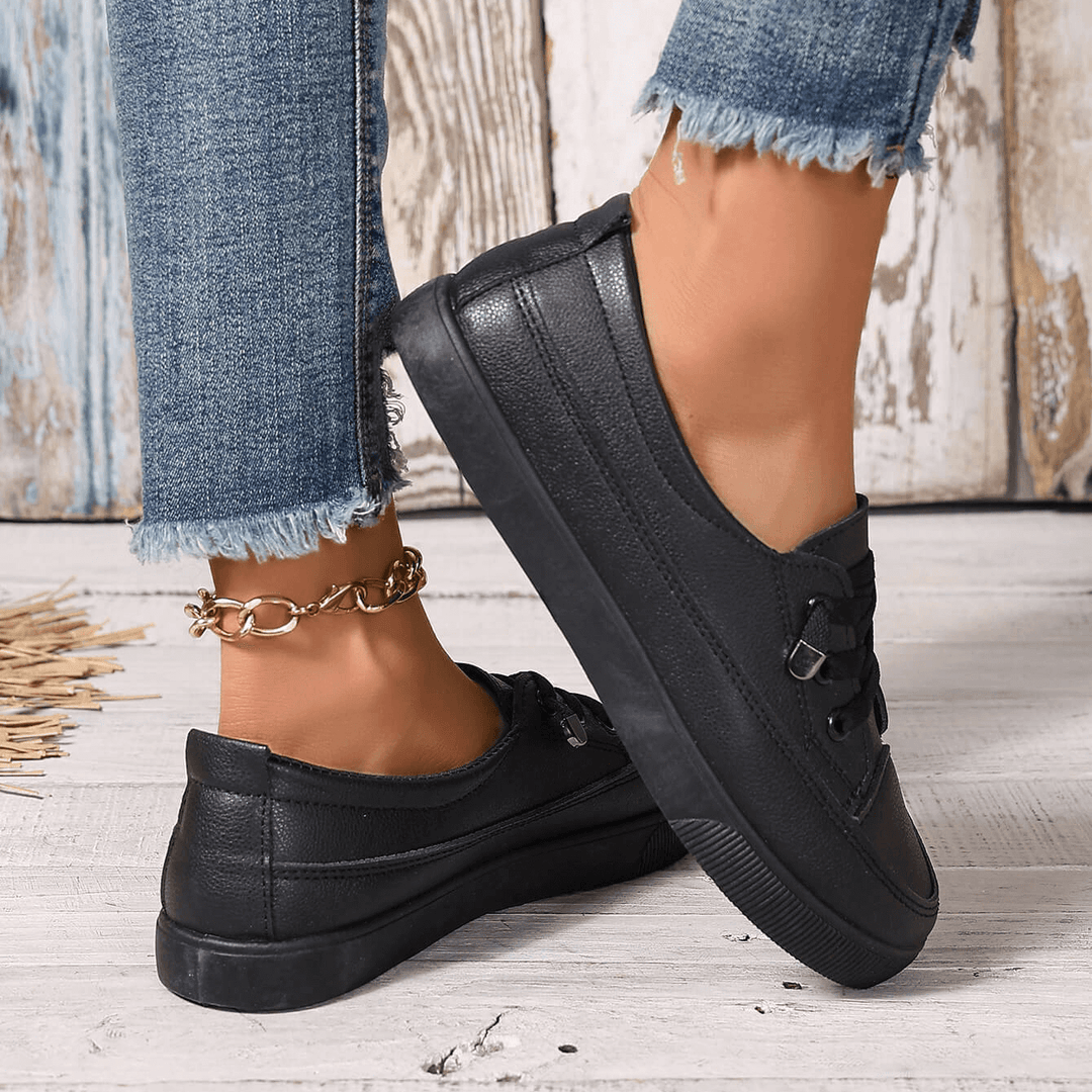 Damen Schnürung Orthopädische Flache Schuhe