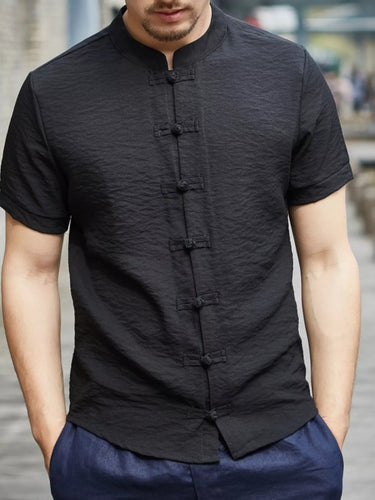 Chemise à manches courtes grande taille pour homme style chinois