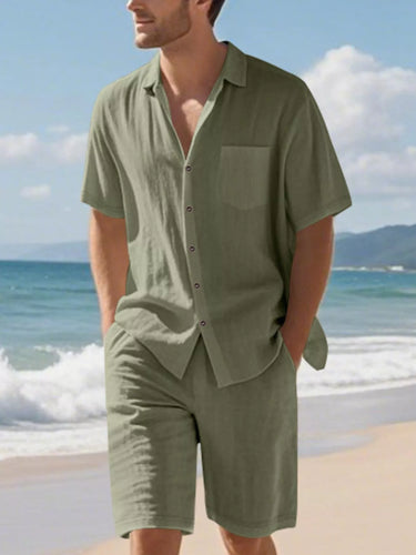 Heren grote maten vrijetijdshirt en shorts set