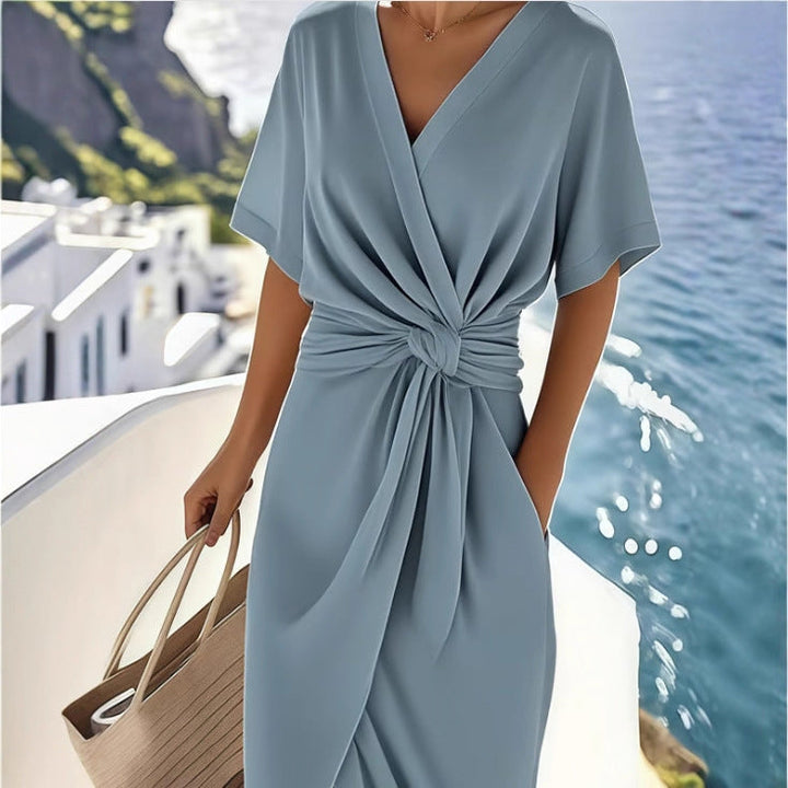 Damen Wickelkleid mit eleganter Drapierung und Seitenschlitz