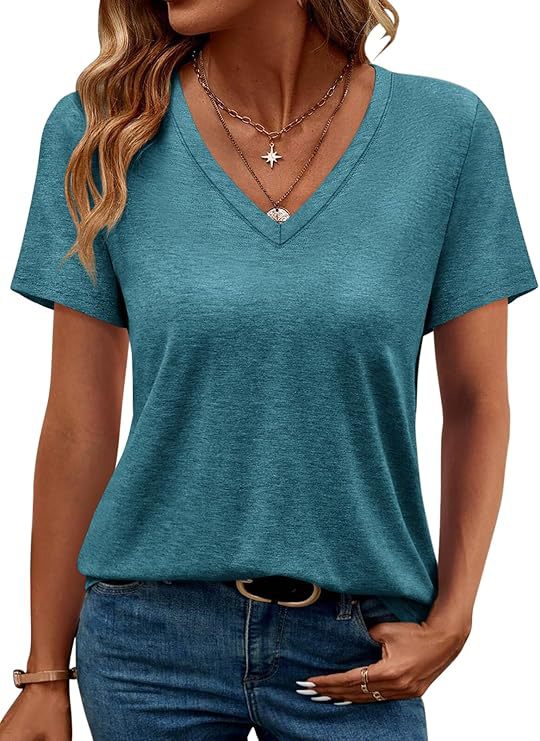 Damen V-Ausschnitt T-Shirt Aus Weichem Single Jersey