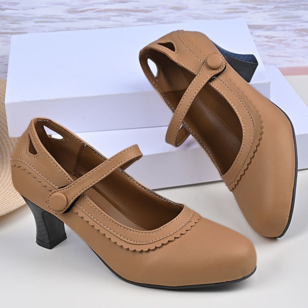 Damen Absatzschuhe mit verstellbarem Riemen und eleganter Schnalle