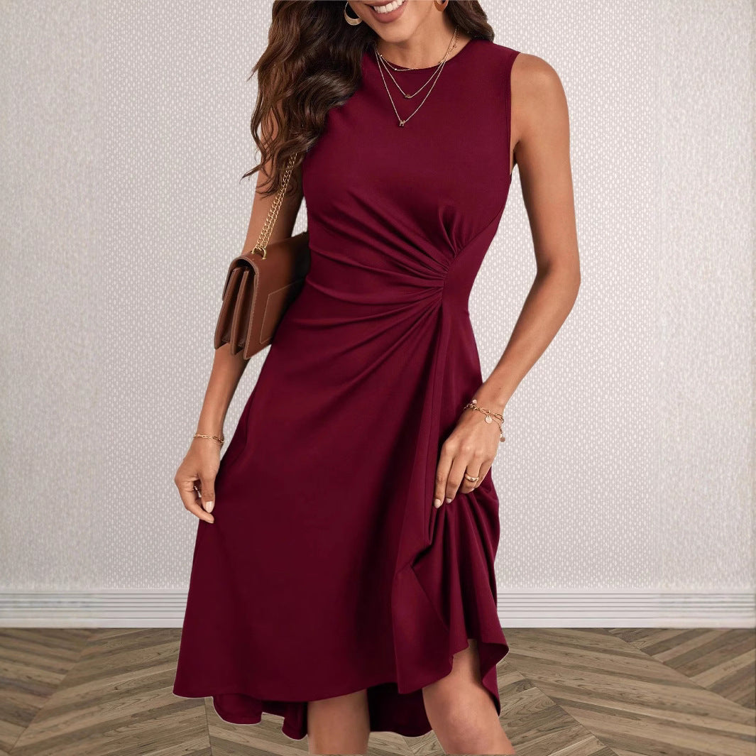 Damen Elegantes Wickelkleid mit asymmetrischem Saum und Raffung