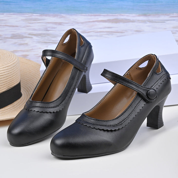 Damen Absatzschuhe mit verstellbarem Riemen und eleganter Schnalle
