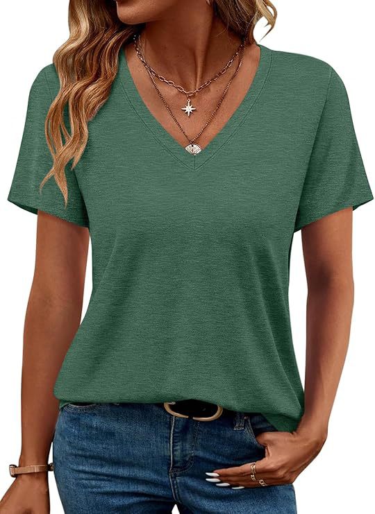 Damen V-Ausschnitt T-Shirt Aus Weichem Single Jersey