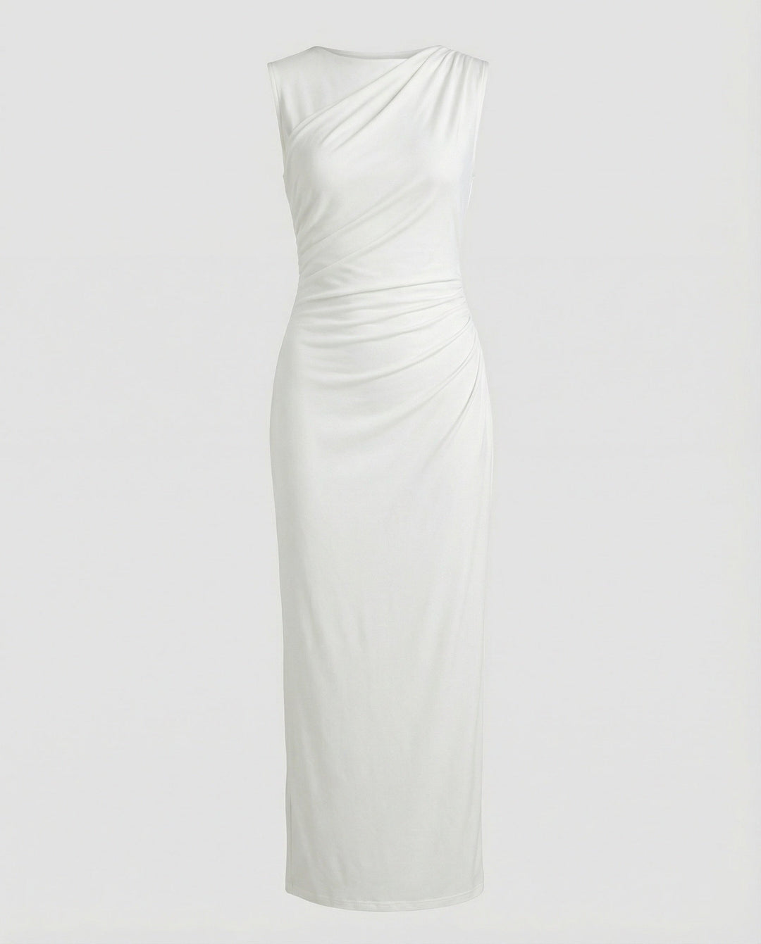 Damen Satin Maxikleid mit Drapierungen