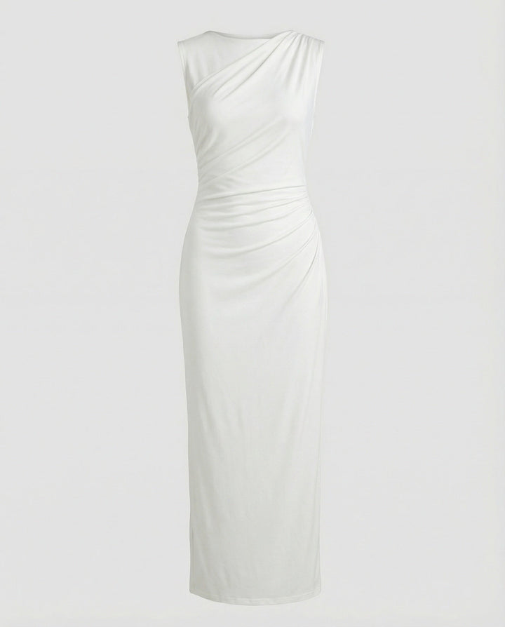 Damen Satin Maxikleid mit Drapierungen