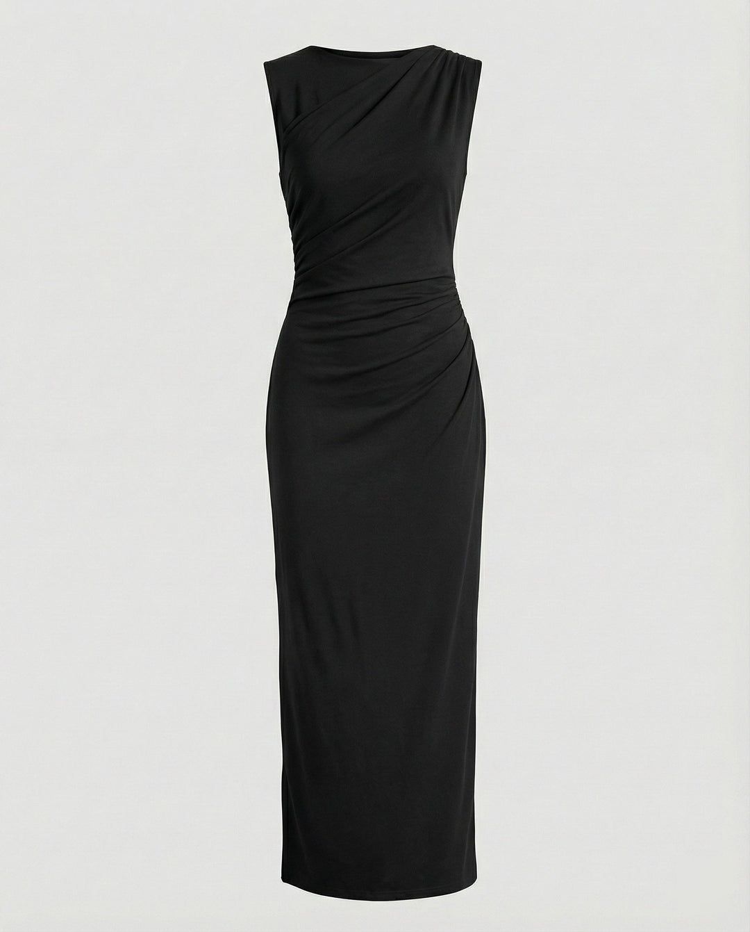 Damen Satin Maxikleid mit Drapierungen
