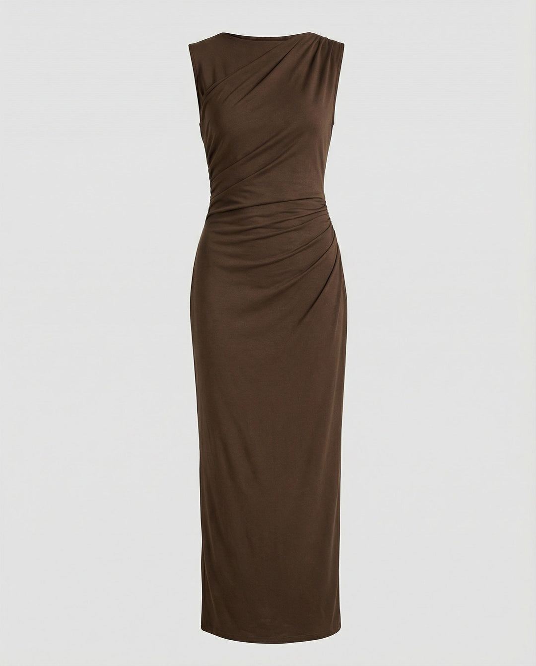 Damen Satin Maxikleid mit Drapierungen