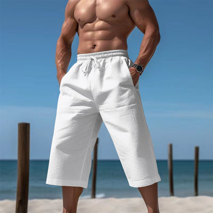 Herren nan lässige knielange Bermuda-Shorts mit elastischem Bund und Tunnelzug