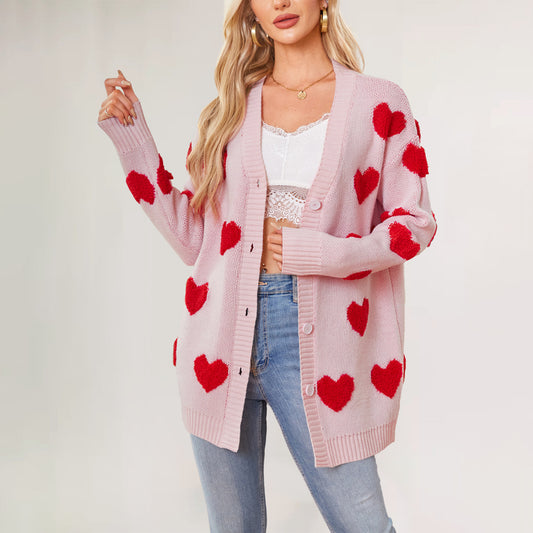 Damen Strickjacke mit Herzen Merchesia