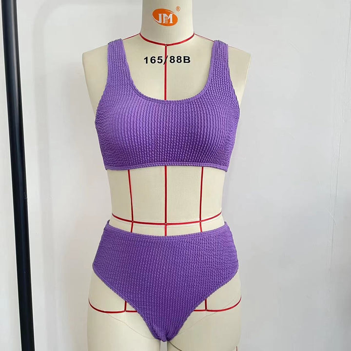 Damen High-Waist Bikini-Set mit modischem Rippstrick