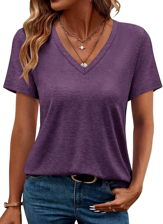 Damen V-Ausschnitt T-Shirt Aus Weichem Single Jersey