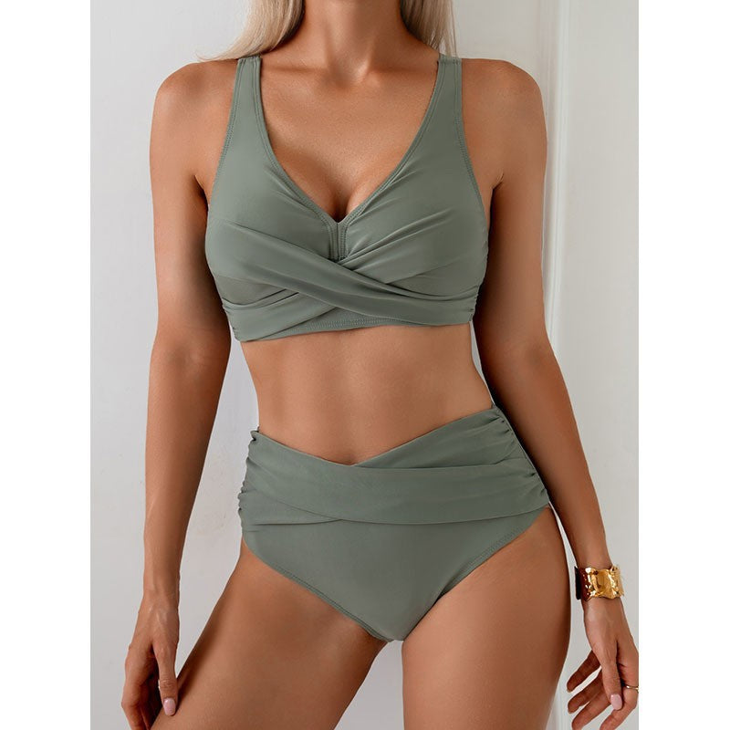 Damen Hochtailliertes Bikini-Set mit raffiniertem Wickeldesign