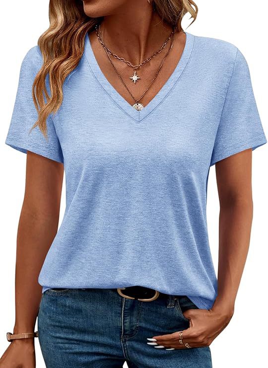 Damen V-Ausschnitt T-Shirt Aus Weichem Single Jersey