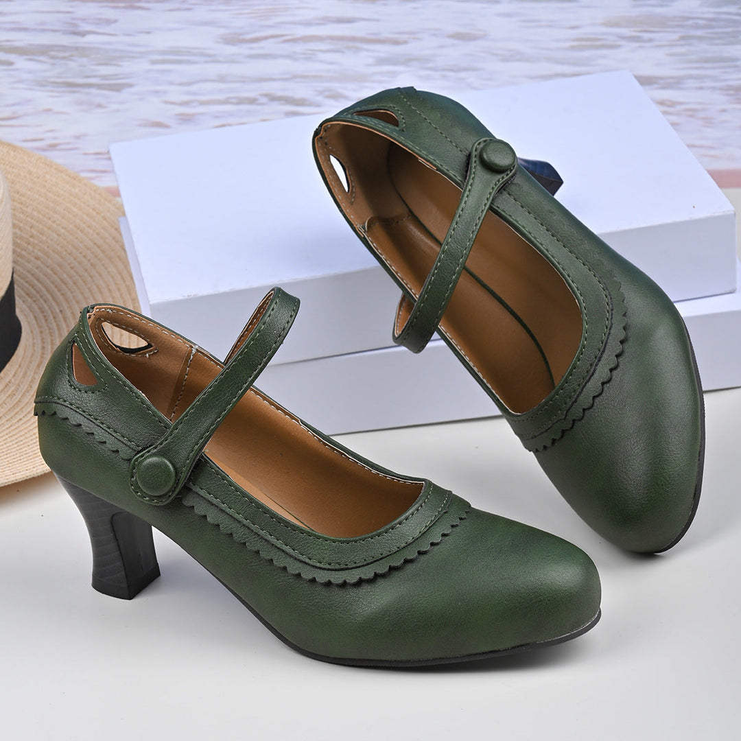 Damen Absatzschuhe mit verstellbarem Riemen und eleganter Schnalle