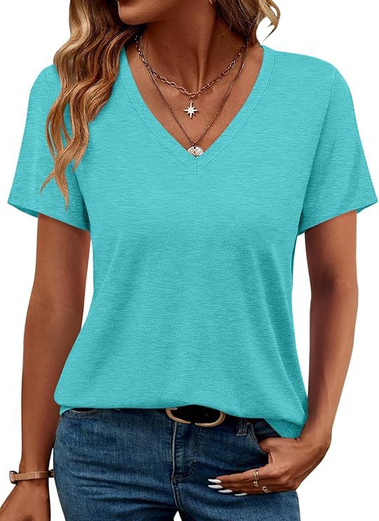 Damen V-Ausschnitt T-Shirt Aus Weichem Single Jersey