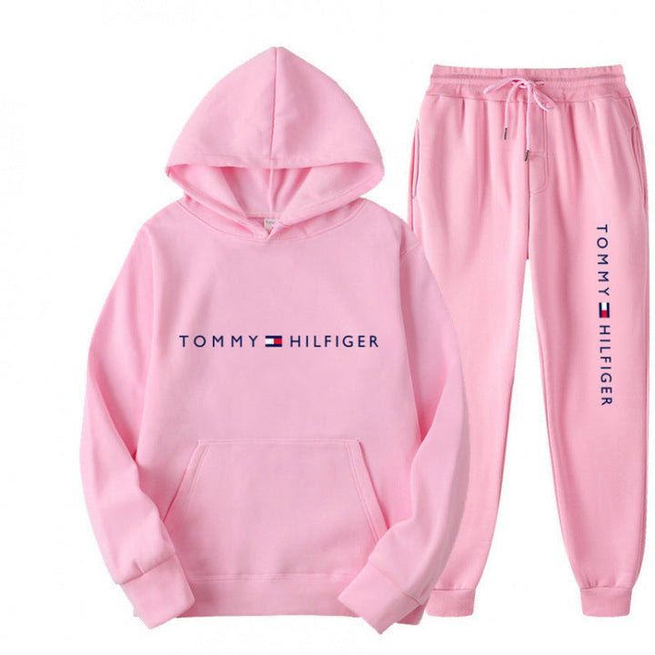 Survêtement molletonné pour femme avec pull à capuche confortable et pantalon de jogging décontracté