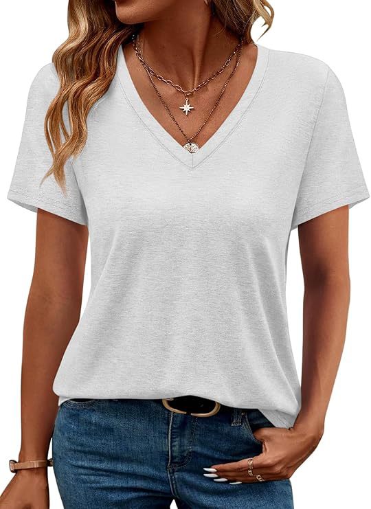 Damen V-Ausschnitt T-Shirt Aus Weichem Single Jersey