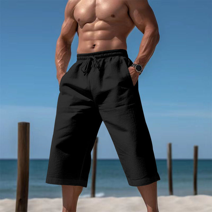 Herren nan lässige knielange Bermuda-Shorts mit elastischem Bund und Tunnelzug