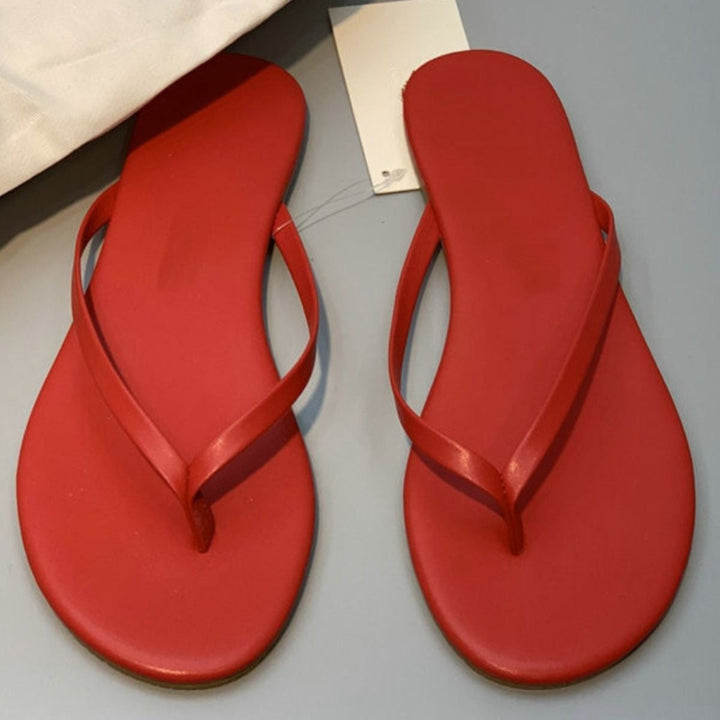 Damen stilvolle Flip-Flops mit glänzendem Riemendesign