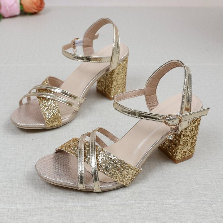 Damen glamouröse Absatzsandalen mit funkelndem Glitzer und elegantem Design