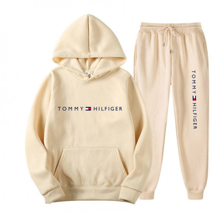 Survêtement molletonné pour femme avec pull à capuche confortable et pantalon de jogging décontracté