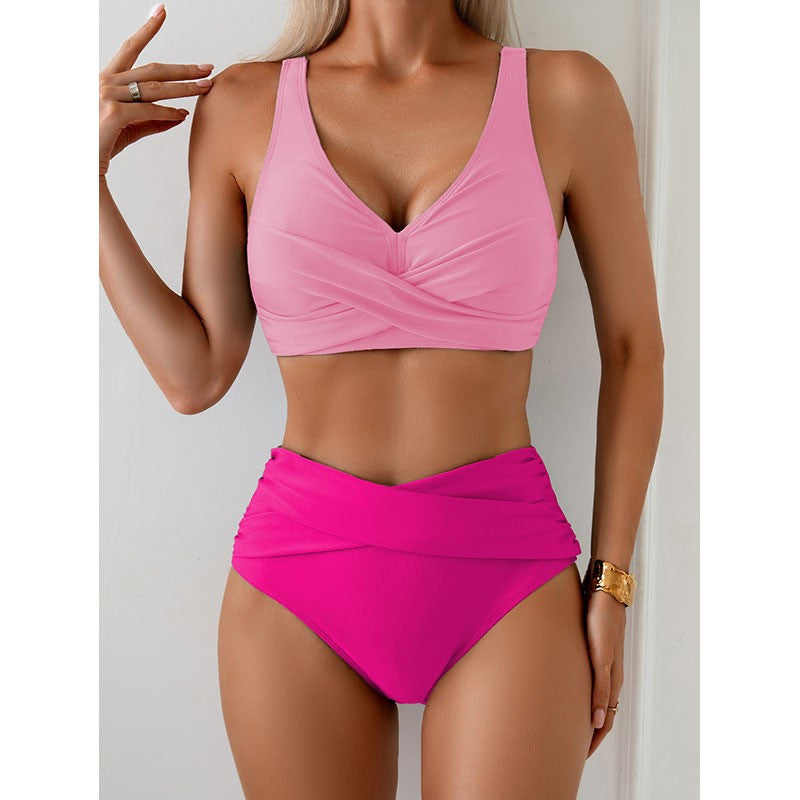 Damen Hochtailliertes Bikini-Set mit raffiniertem Wickeldesign