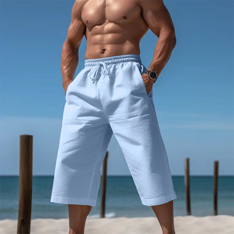 Herren nan lässige knielange Bermuda-Shorts mit elastischem Bund und Tunnelzug