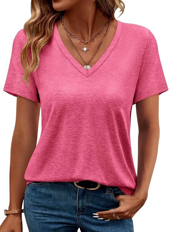 Damen V-Ausschnitt T-Shirt Aus Weichem Single Jersey