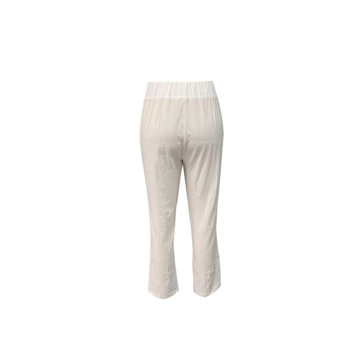 Pantalon en lin léger et aérien pour femme avec taille élastiquée et poches latérales