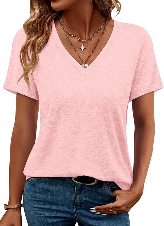 Damen V-Ausschnitt T-Shirt Aus Weichem Single Jersey