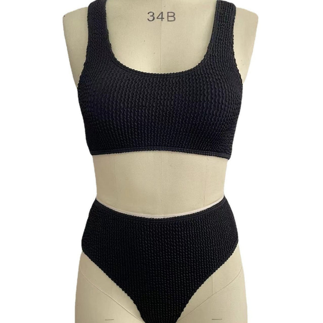 Damen High-Waist Bikini-Set mit modischem Rippstrick