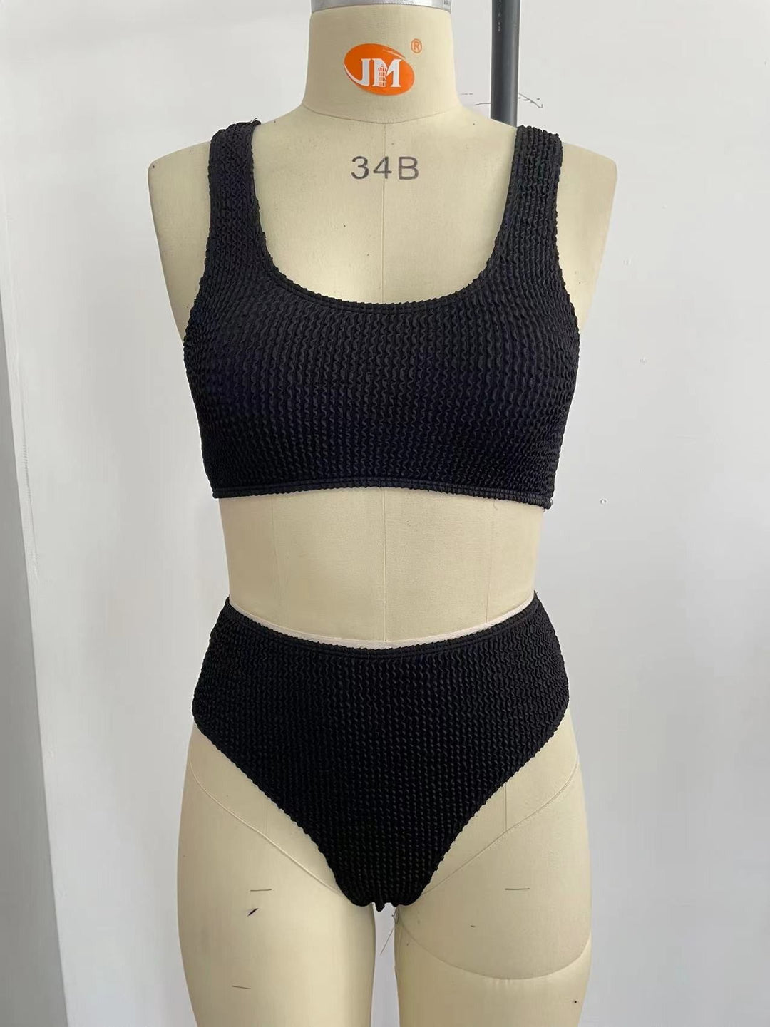Damen High-Waist Bikini-Set mit modischem Rippstrick