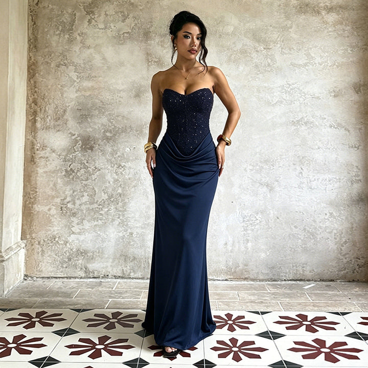 Damen Elegantes Abendkleid mit Herz-Ausschnitt und schimmerndem Oberteil
