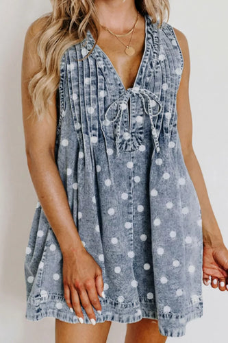 Vintage Denim-Romper mit Polka-Dots