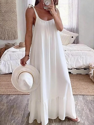 Robe longue fluide sans manches avec bretelles fines