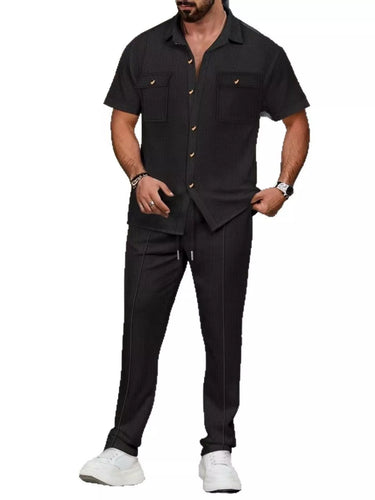 Heren grote maten kortarmhemd en broek set