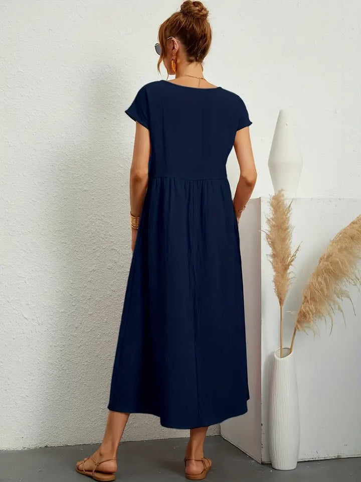 Raffinierte Leinen Sommerkleid mit Praktischen Taschen